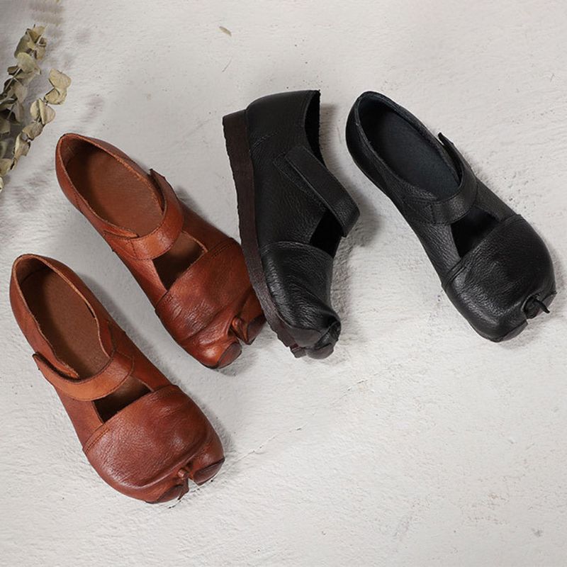 Spring Retro Leather Split Toe Bequeme Schuhe