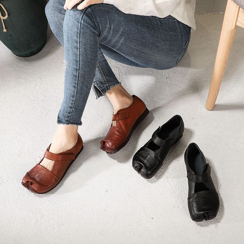 Spring Retro Leather Split Toe Bequeme Schuhe