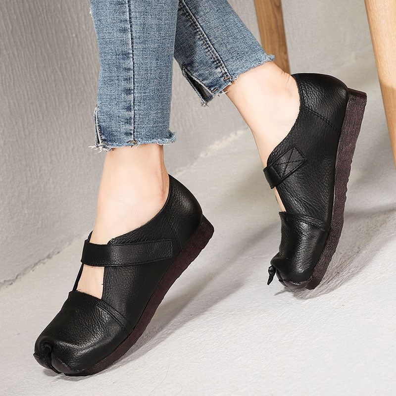 Spring Retro Leather Split Toe Bequeme Schuhe