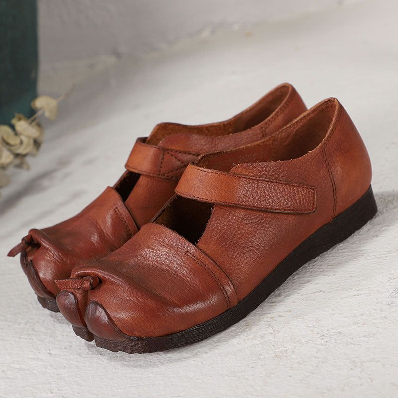 Spring Retro Leather Split Toe Bequeme Schuhe