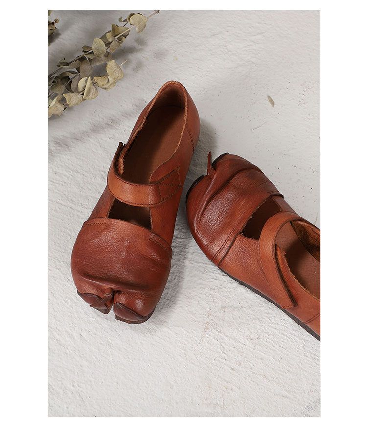 Spring Retro Leather Split Toe Bequeme Schuhe