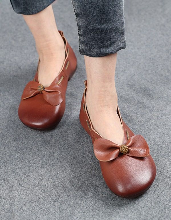 Spring Summer Flache Flats Aus Weichem Leder Mit Bowknot