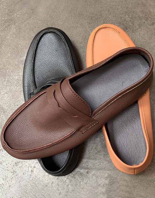 Handgefertigte Retro-slipper Aus Weichem Leder Für Herren