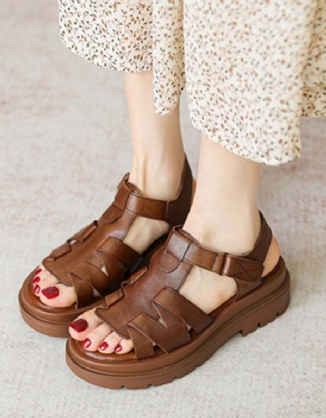 Handgefertigte Vintage Open Toe Plateausandalen