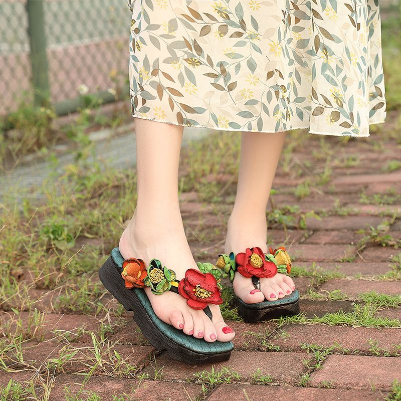 Sommer Retro Handgemachte Blumensandalen