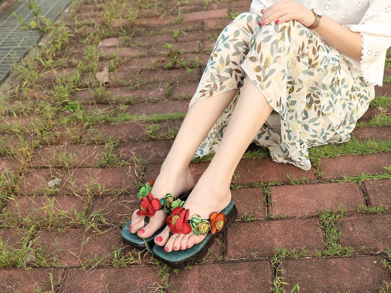 Sommer Retro Handgemachte Blumensandalen