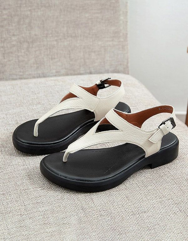 Sommer Retro Leder Flip Flops Sandalen