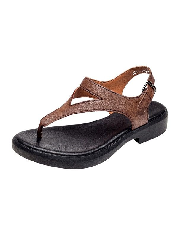 Sommer Retro Leder Flip Flops Sandalen