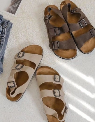 Sommersandalen Aus Weichem Leder Mit Verstellbarer Schnalle