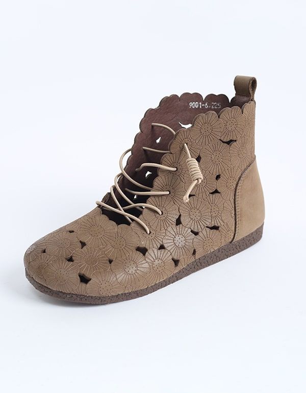 Spring Summer Round Head Hollow Sandal Boots