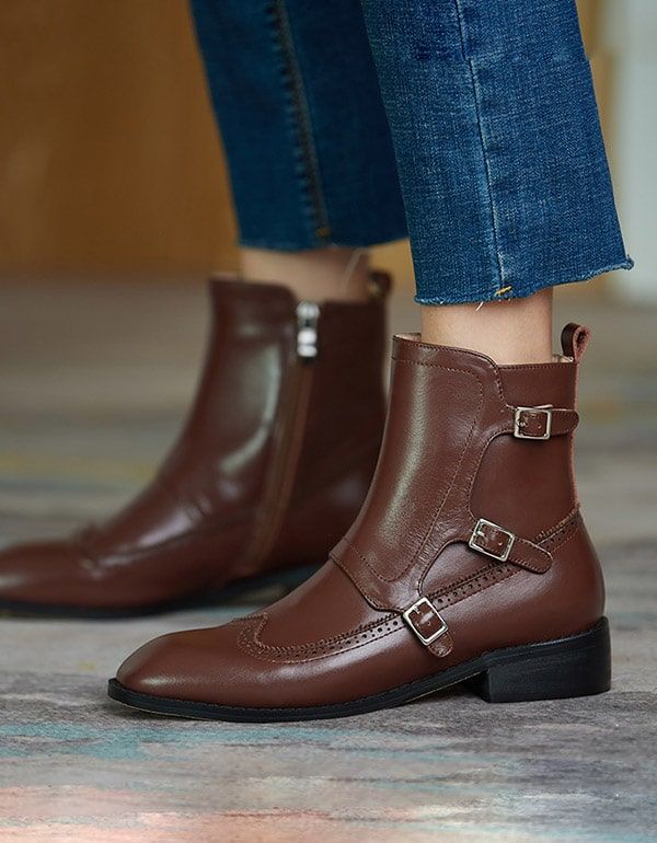 Brock Oxford-stiefel Für Damen Im Britischen Stil Mit Eckiger Zehenpartie