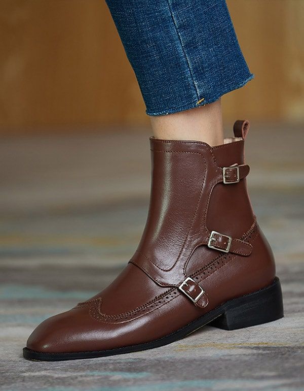 Brock Oxford-stiefel Für Damen Im Britischen Stil Mit Eckiger Zehenpartie