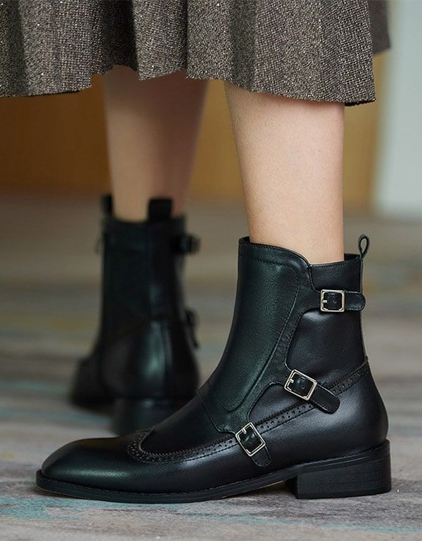 Brock Oxford-stiefel Für Damen Im Britischen Stil Mit Eckiger Zehenpartie