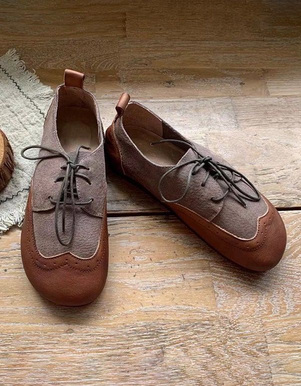 Handgefertigte Retro-flache Schuhe Im Oxford-stil Für Damen