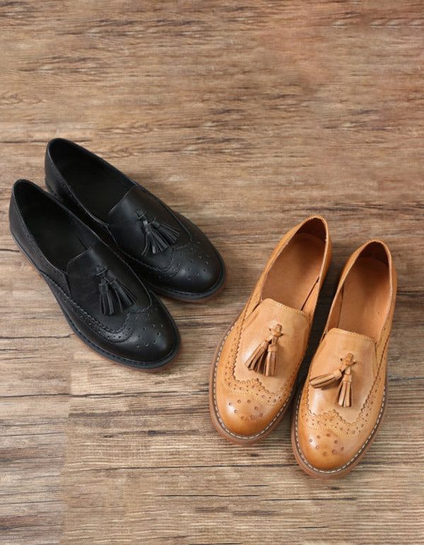 Klassische Geschnitzte Vintage-oxford-schuhe Mit Quaste