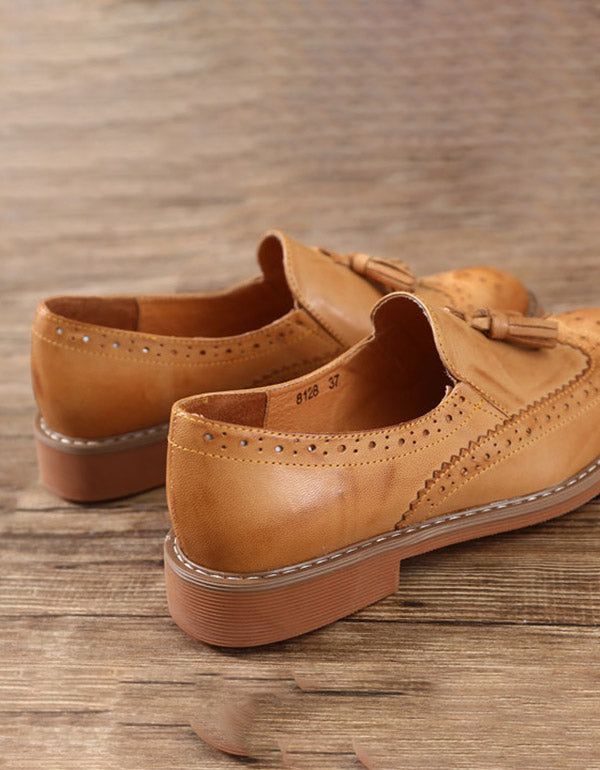 Klassische Geschnitzte Vintage-oxford-schuhe Mit Quaste