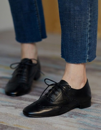 Oxford-schuhe Im Britischen Stil Aus Weichem Leder Für Damen