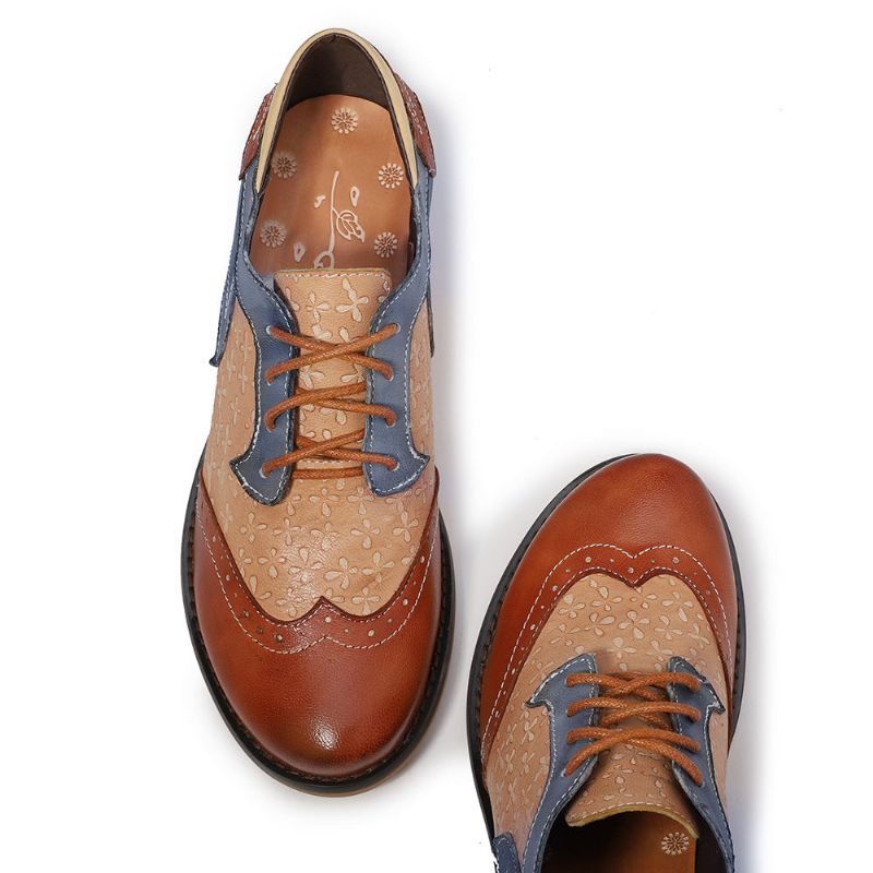 Vintage Handgefertigte Oxford-schuhe Aus Echtem Leder