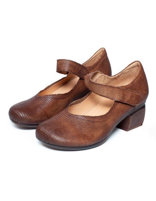 Bequeme Pumps Aus Vintage-leder Mit Dicken Absätzen