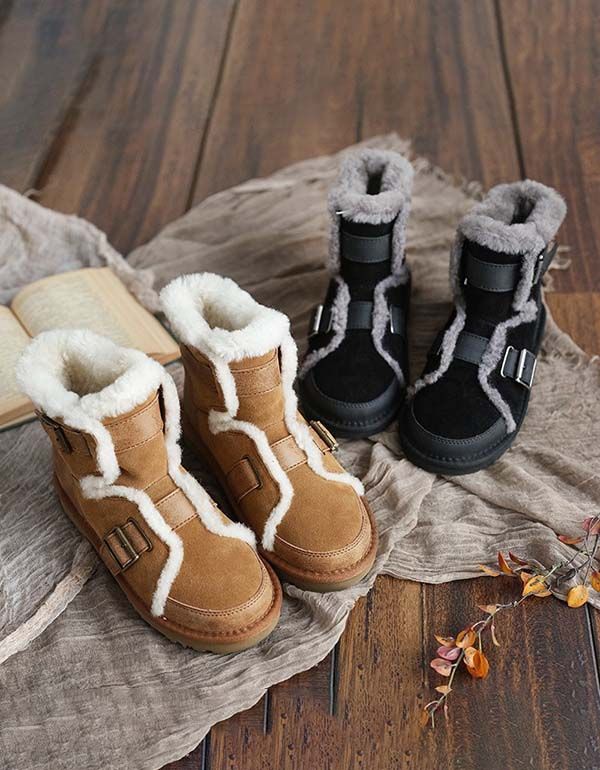 Flauschige Winter-schneestiefel Aus Wildleder Für Damen