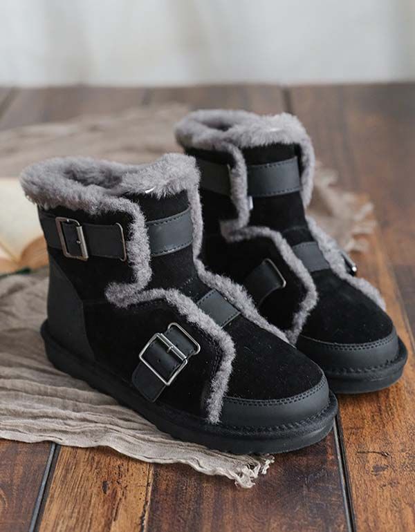 Flauschige Winter-schneestiefel Aus Wildleder Für Damen