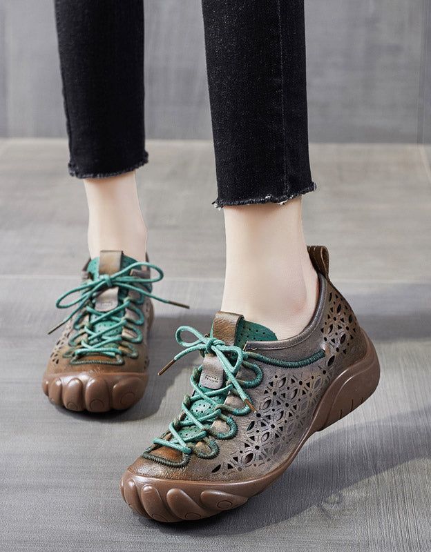 Handgefertigte Hohle Sommer-flats Mit Rundem Kopf