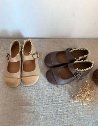 Handgefertigte Retro-flats Mit Spitzennähten Frühling