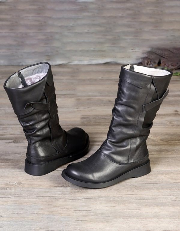 Kniehohe Retro-stiefel Aus Handgefertigtem Leder