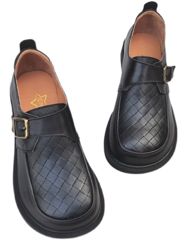 Leder-loafer Im Retro-stil Mit Breiter Kopfschnalle