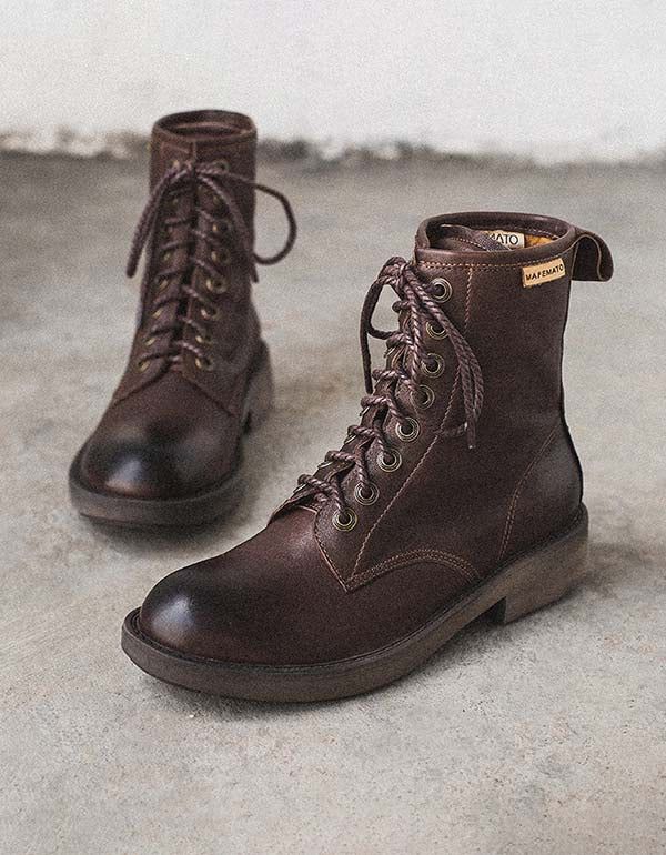 Marderstiefel Im Britischen Vintage-stil Aus Schaffell