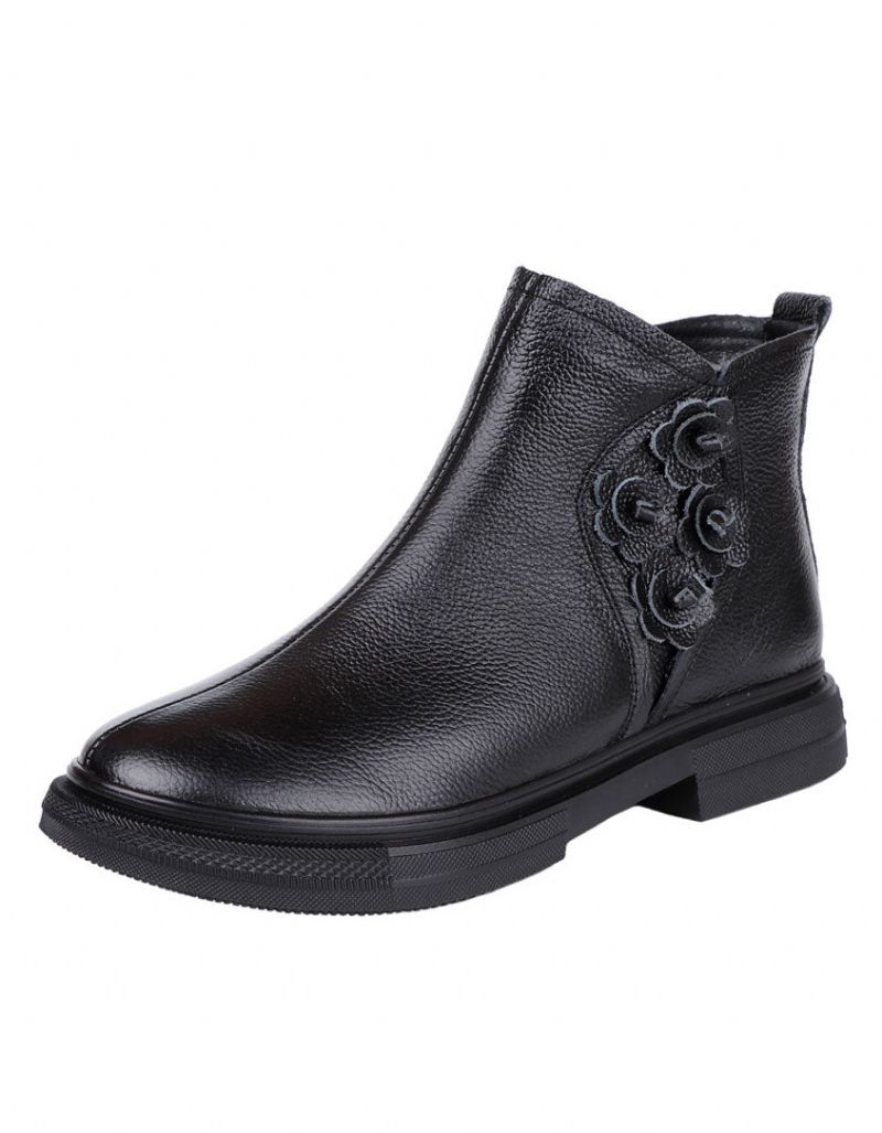 Retro-stiefeletten Aus Leder Mit Winterpelzfutter