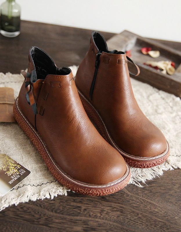 Rutschfeste Handgefertigte Retro-leder-plateaustiefel