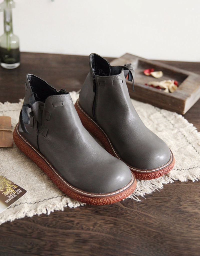 Rutschfeste Handgefertigte Retro-leder-plateaustiefel