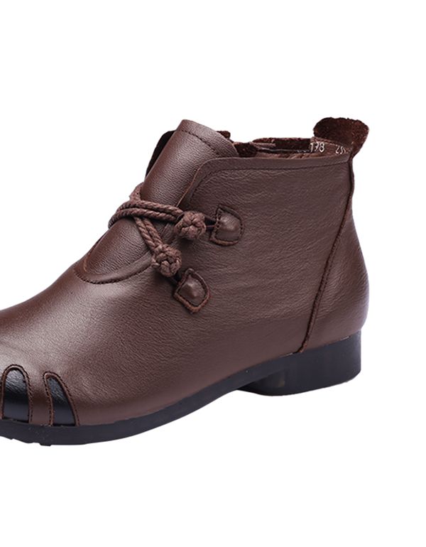 Rutschfeste Winterstiefel Aus Weichem Retro-leder