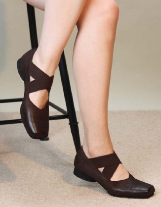 Spring Handmade Cross-strap Square-toe Ballerinas