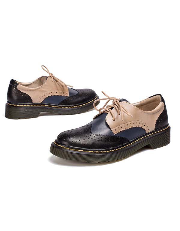 Vintage-oxford-schuhe Aus Echtem Leder Für Damen 2022