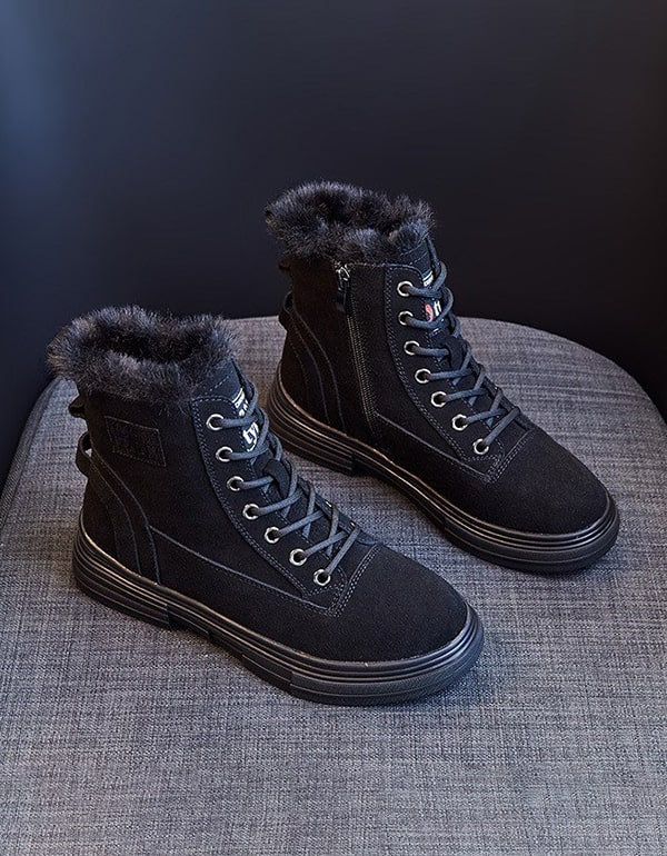 Winter-wildleder-schneestiefel Mit Dickem Flush-liner