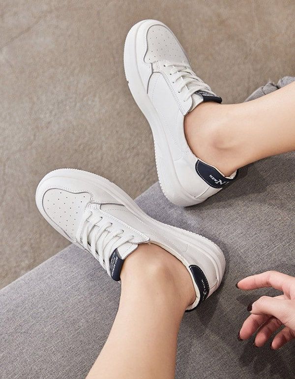 Lässige Weiße Lederturnschuhe Für Damen