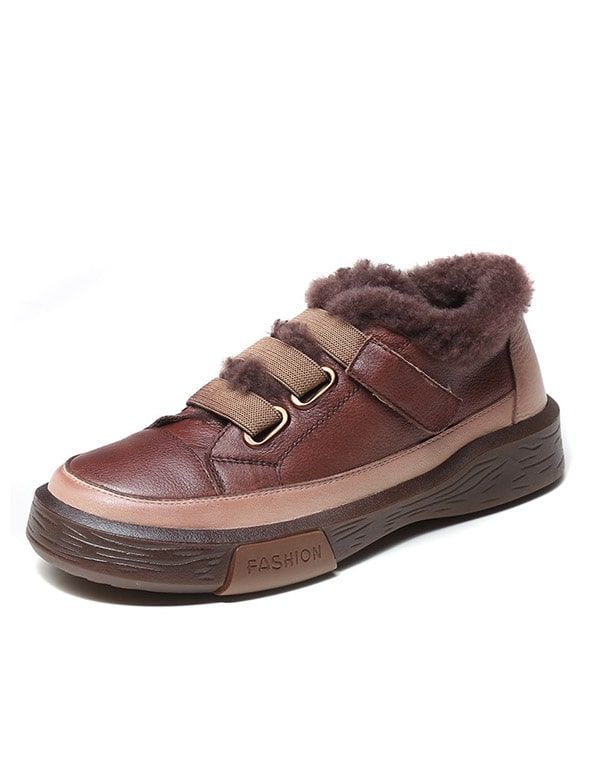 Retro-leder-pelz-beiläufiger Turnschuh Für Frauen