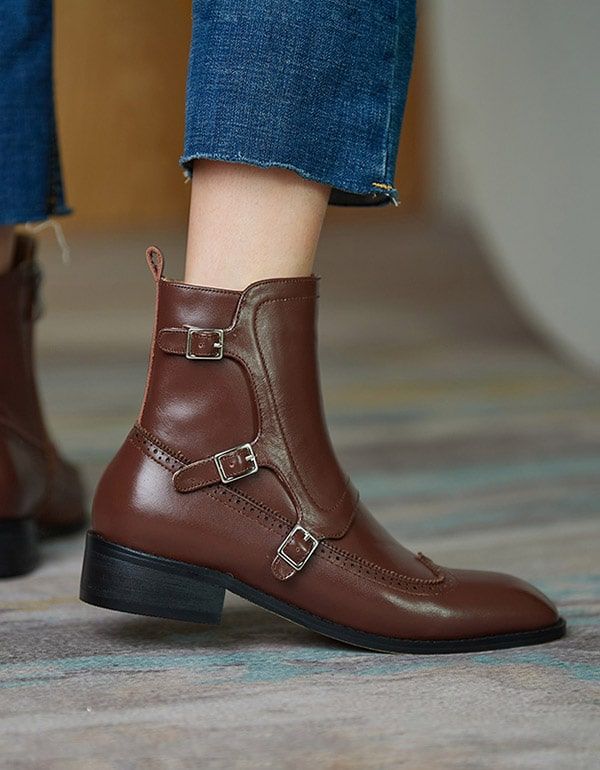 Brock Oxford-stiefel Für Damen Im Britischen Stil Mit Eckiger Zehenpartie