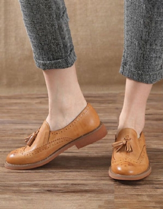 Klassische Geschnitzte Vintage-oxford-schuhe Mit Quaste