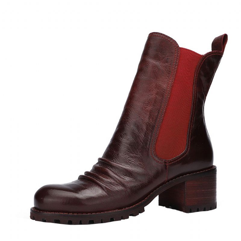 Herbst Winter Dick Retro Leder Bequeme Martin Damenstiefel | Geschenk Schuhe