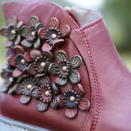 Blume Handgefertigte Retro-keilstiefel | Geschenkschuhe