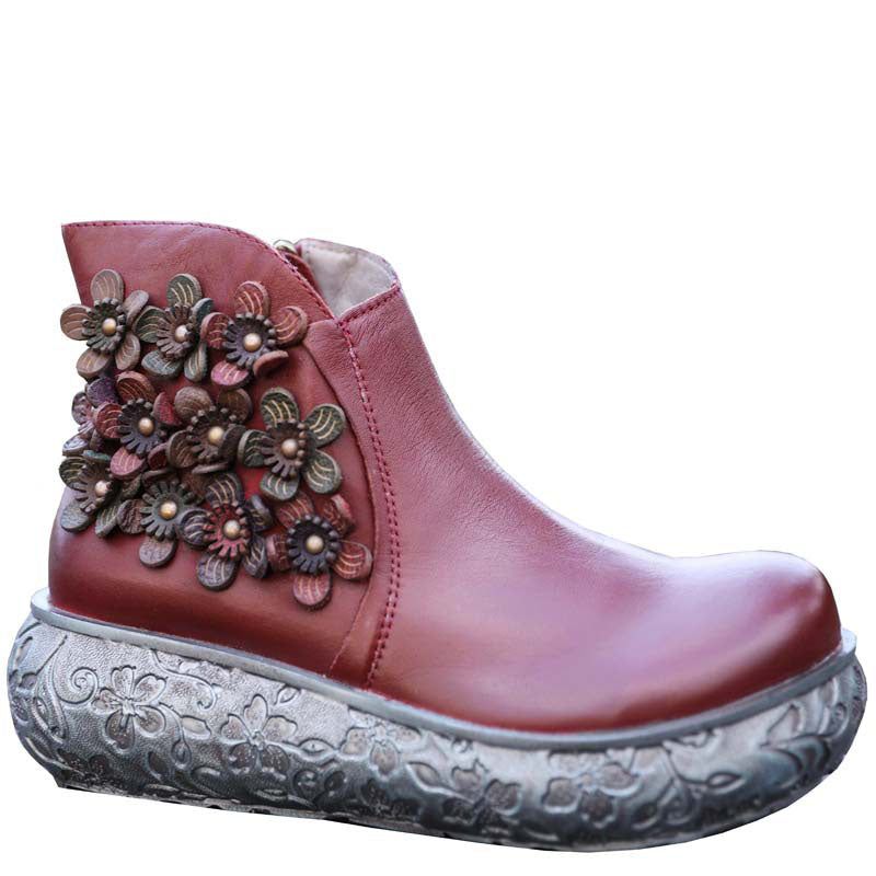 Blume Handgefertigte Retro-keilstiefel | Geschenkschuhe