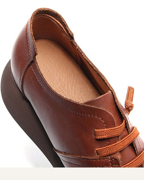 Frühlings-sommer-runde Kopf-damen-leder-plateau-schuhe