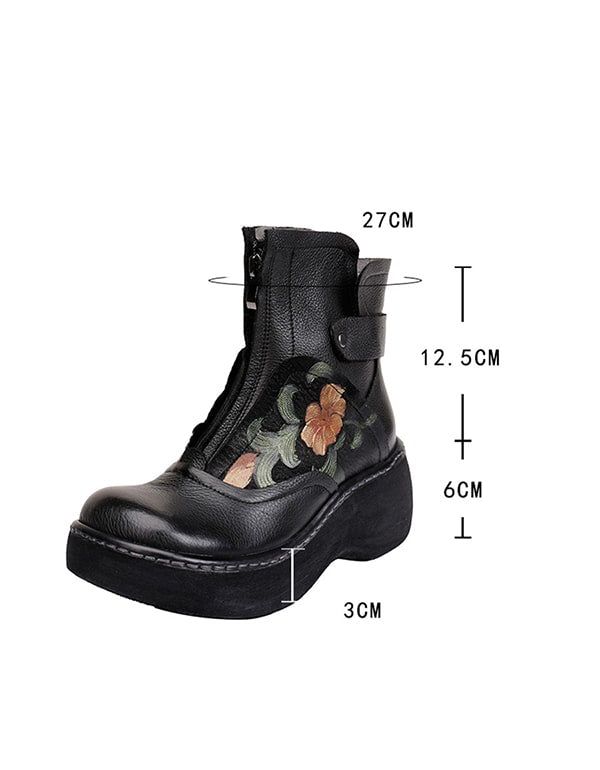 Wasserdichte Wild Head Retro-leder-plateaustiefel